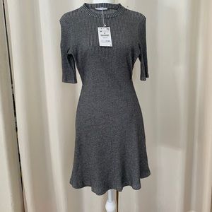 Zara NWT Zara Ribbed Gray Dress